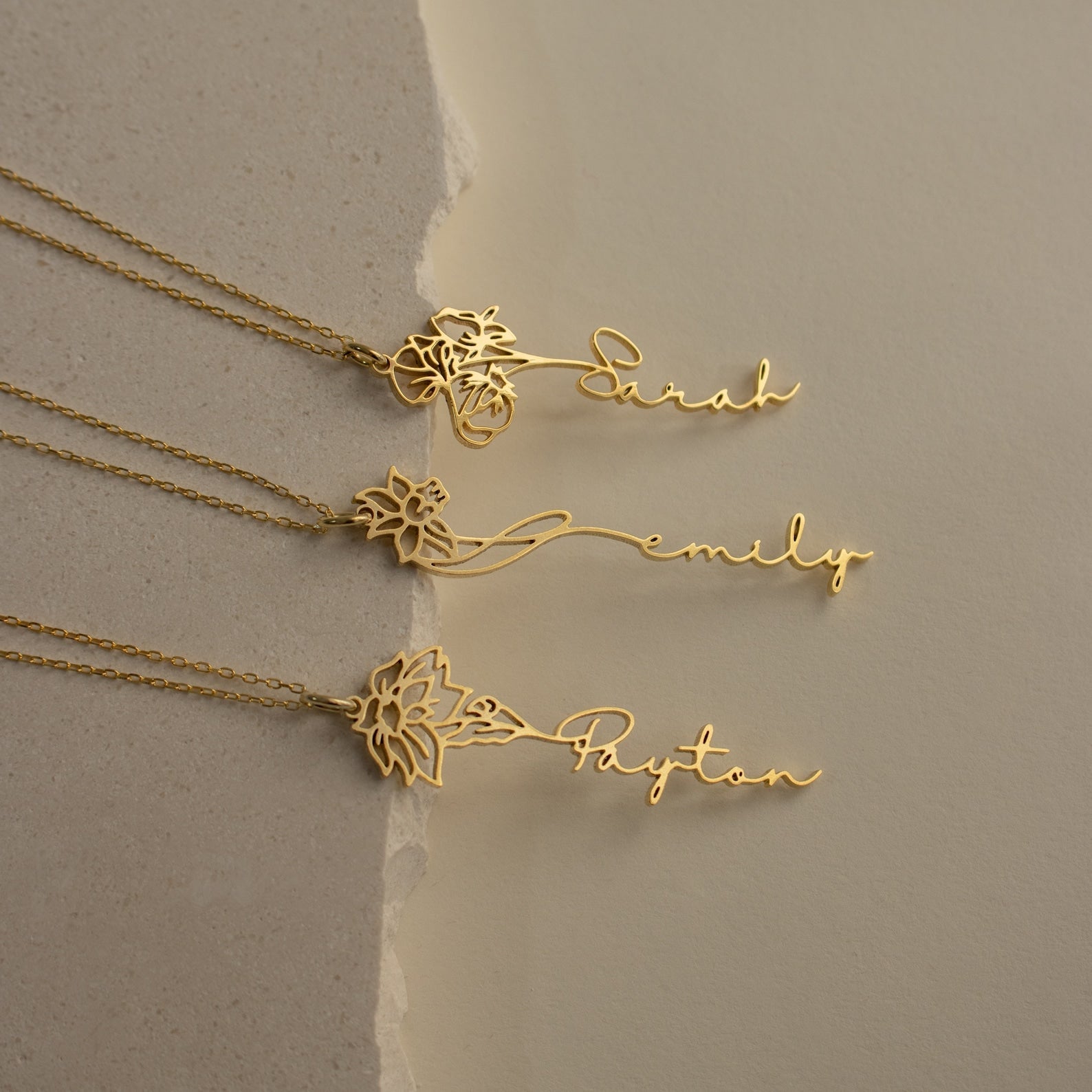 Flower Name Necklace 18K Gold